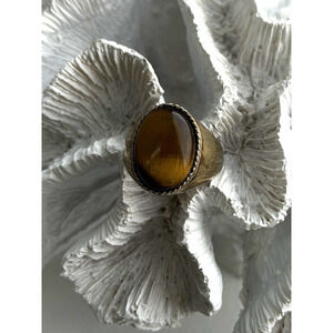 Vintage 925 Sterling Silver Tiger's Eye Ring Size 11.5
